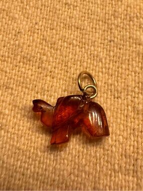 Amber Elephant Charm Pendant in Warm Brown-Orange